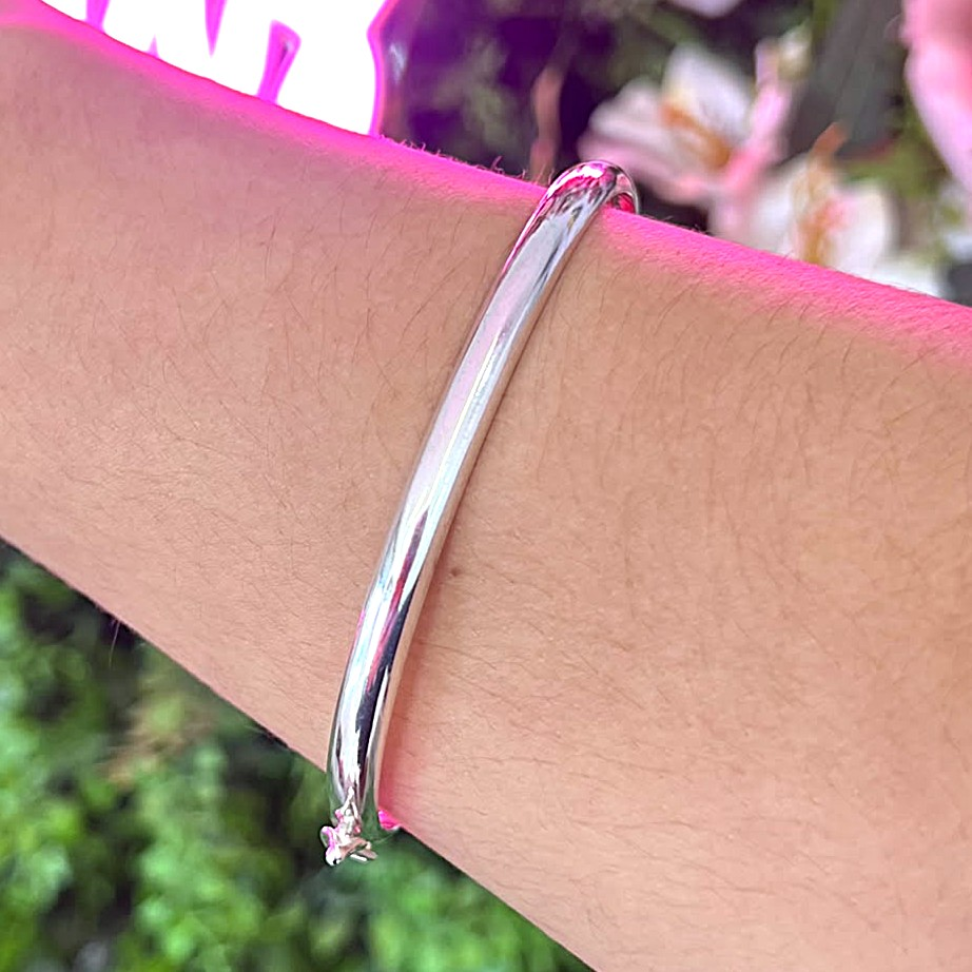 Bracelete Liso Fio Redondo - 5mm em prata 925 - #4