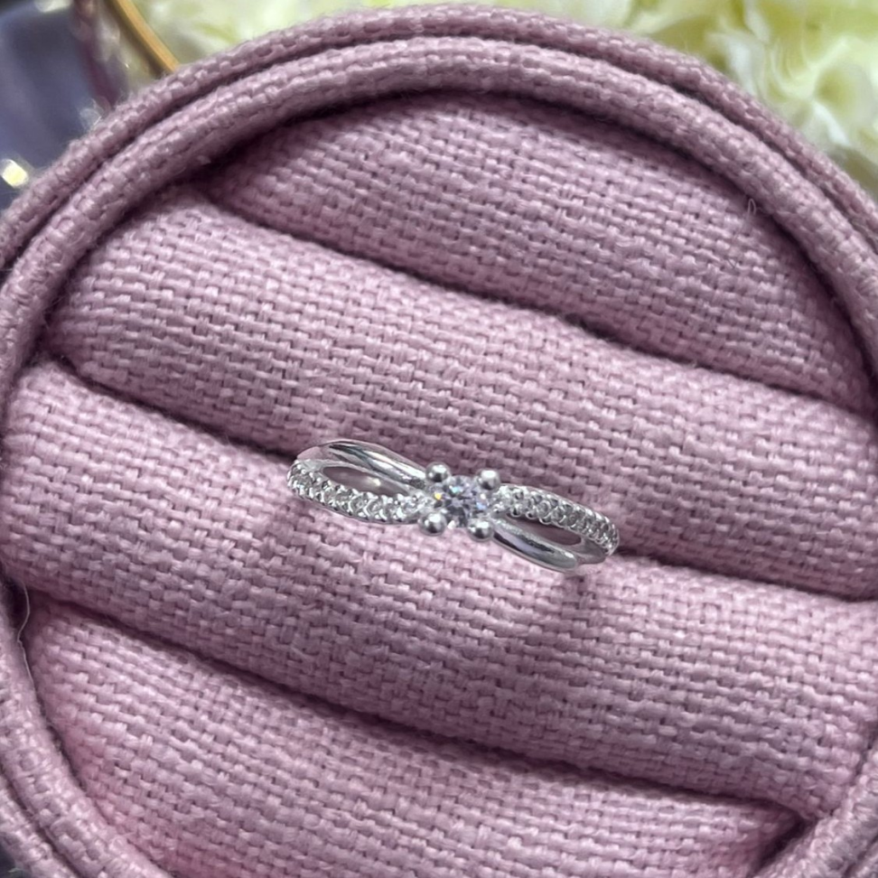 Solitário Pedra 3,5mm Entrelaçado Cravejado