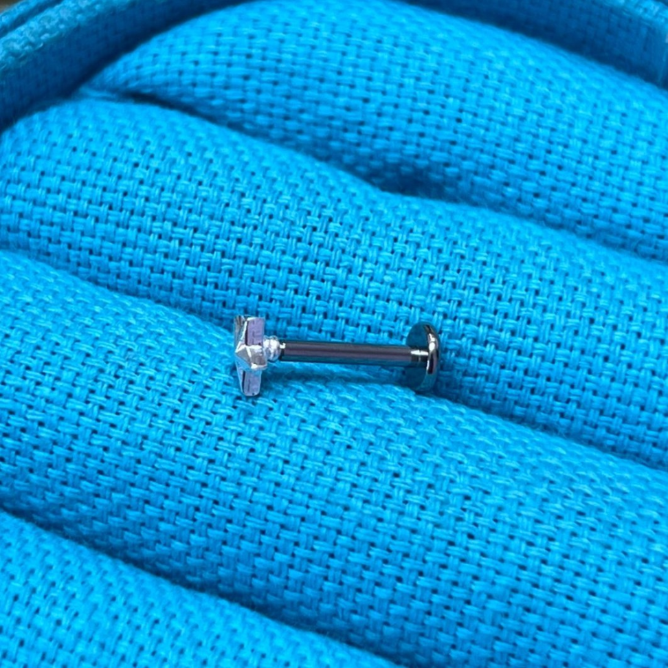 Piercing Labret Estrela Prata Lisa