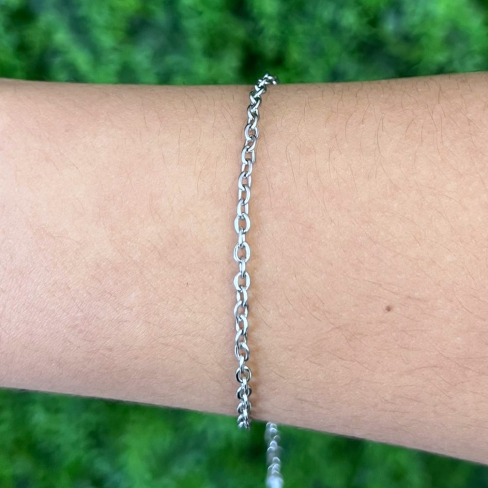 Pulseira Elo Português em Aço Inox - 5cm Extensor