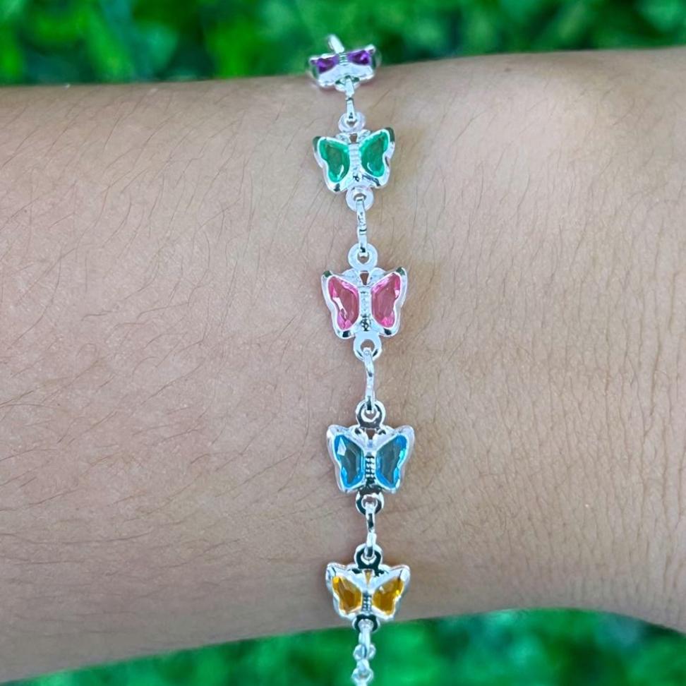 Pulseira Infantil 5 Borboletas Coloridas