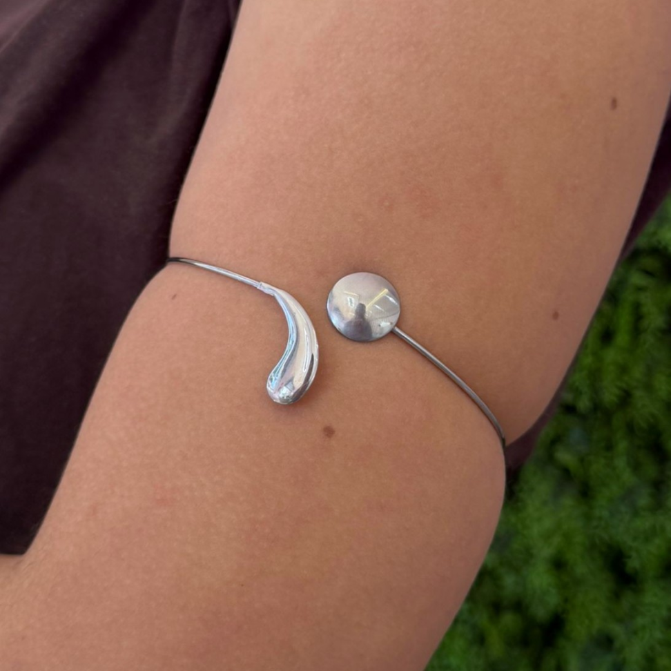 Bracelete para Braço Circulo e Gota em Aço Inox