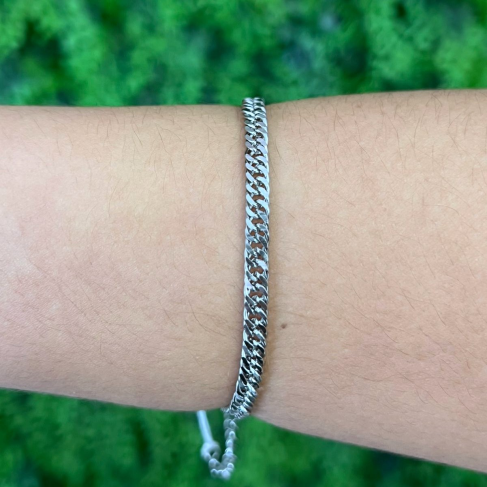 Pulseira Grumet Dupla  3,5mm em Aço Inox - 5cm de extensor