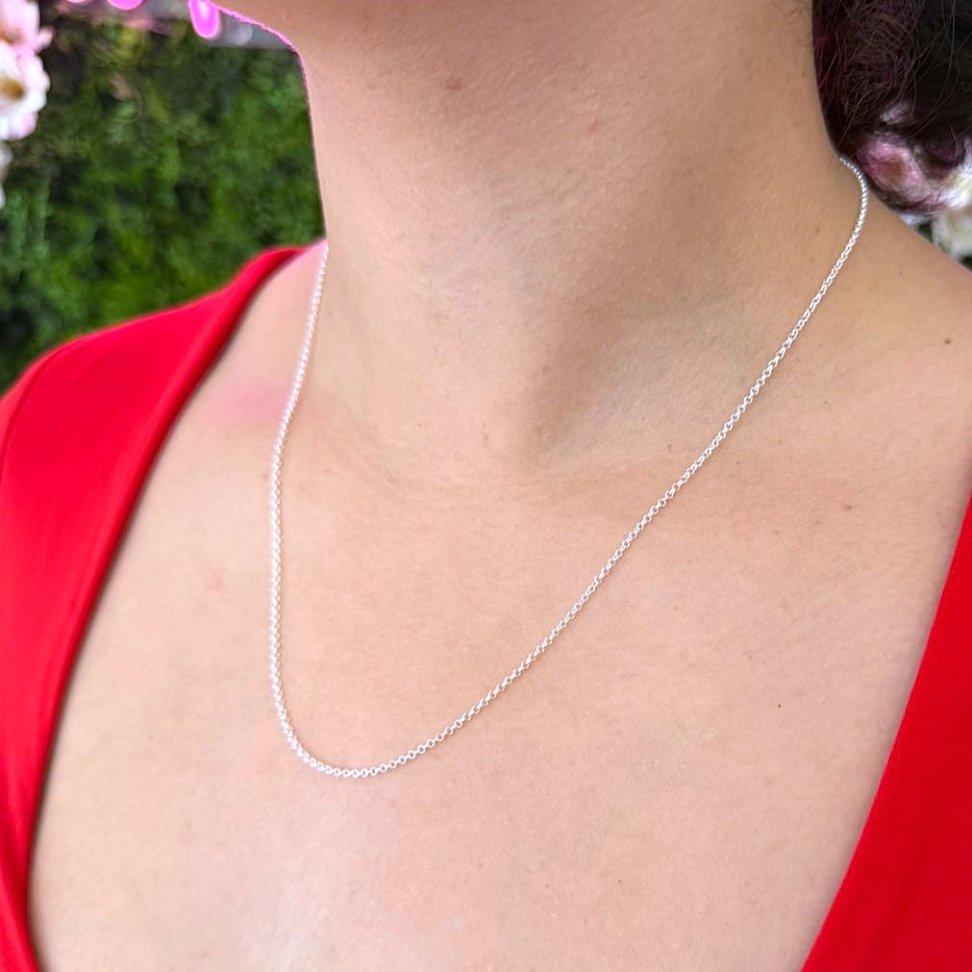 Corrente Elo Português 1mm 50cm em prata 925