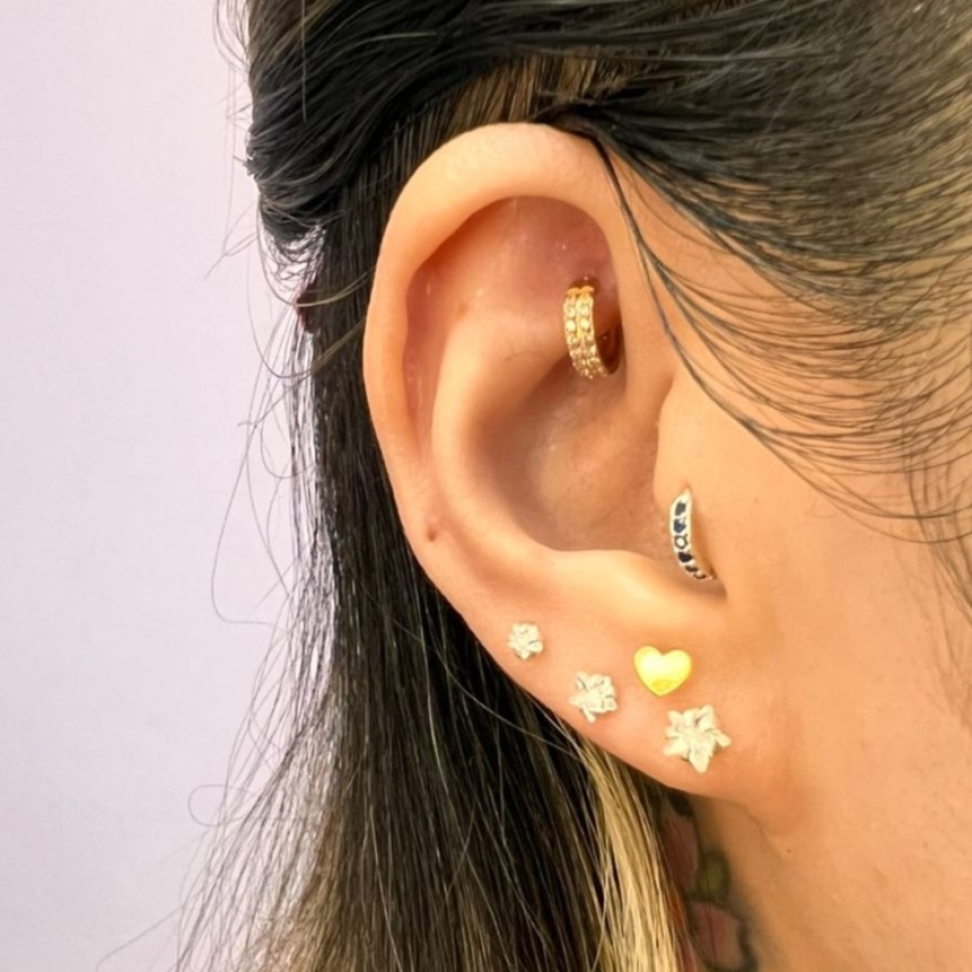 Trio de Brincos Zircônia Estrela - 5mm, 4mm e 3mm em prata 925