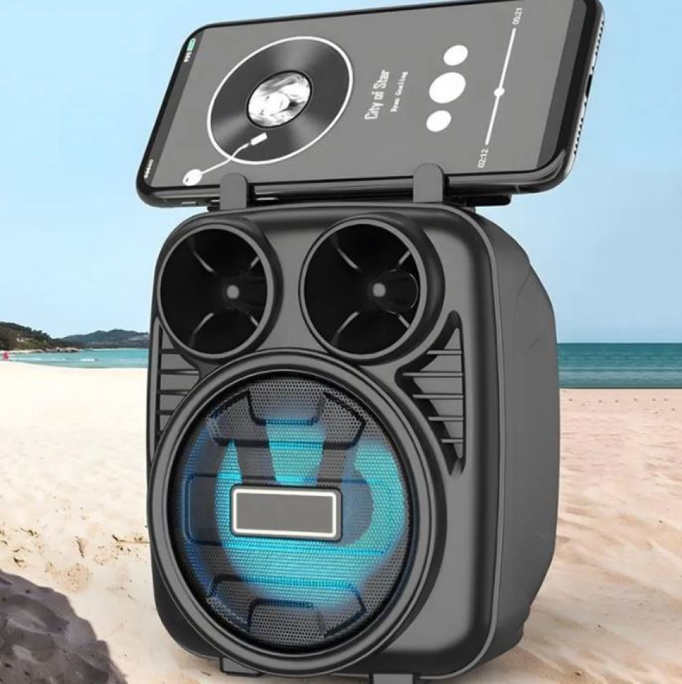 Mini Caixa De Som Bluetooth Com Radio FM E Led