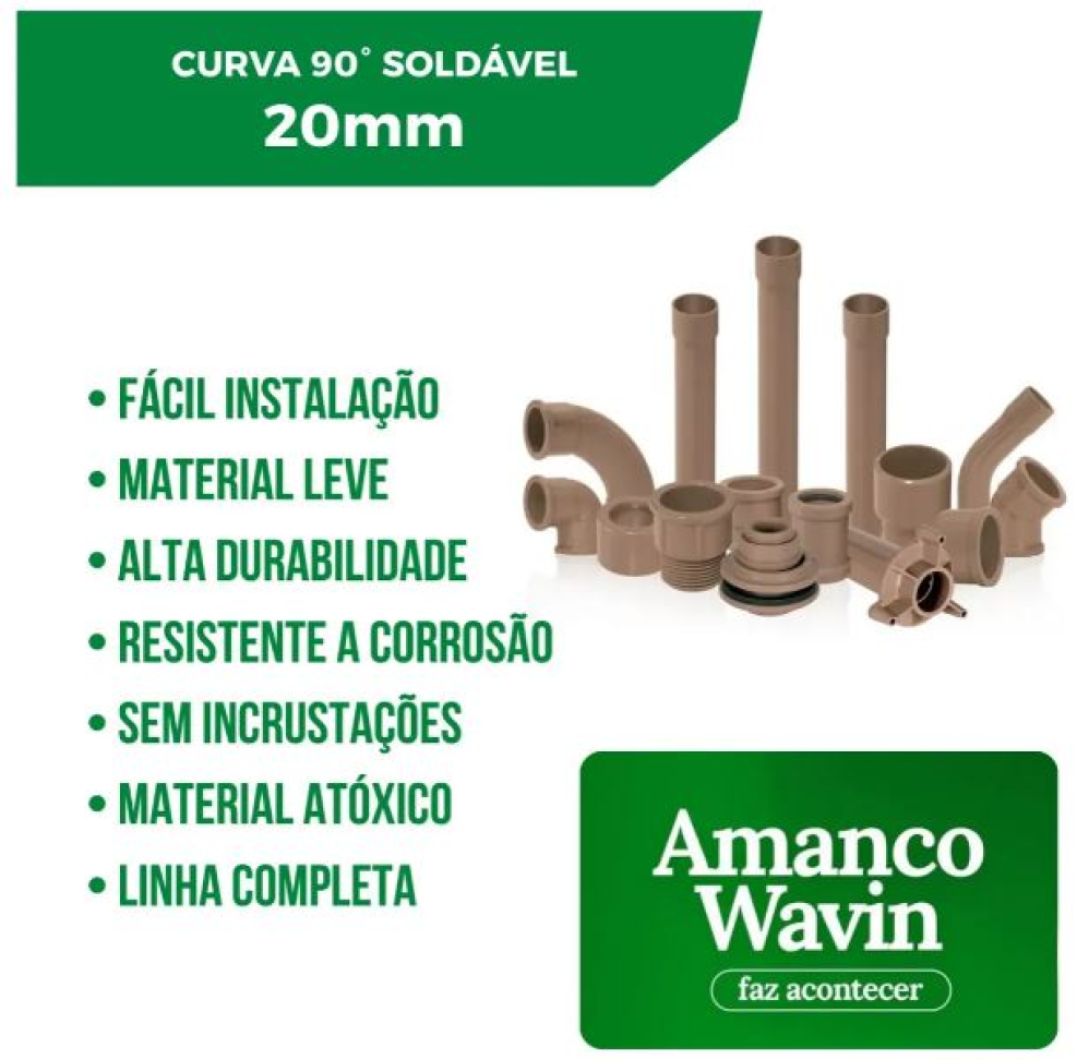 Curva 90º PVC soldável 20Mmm AMANCO - #4