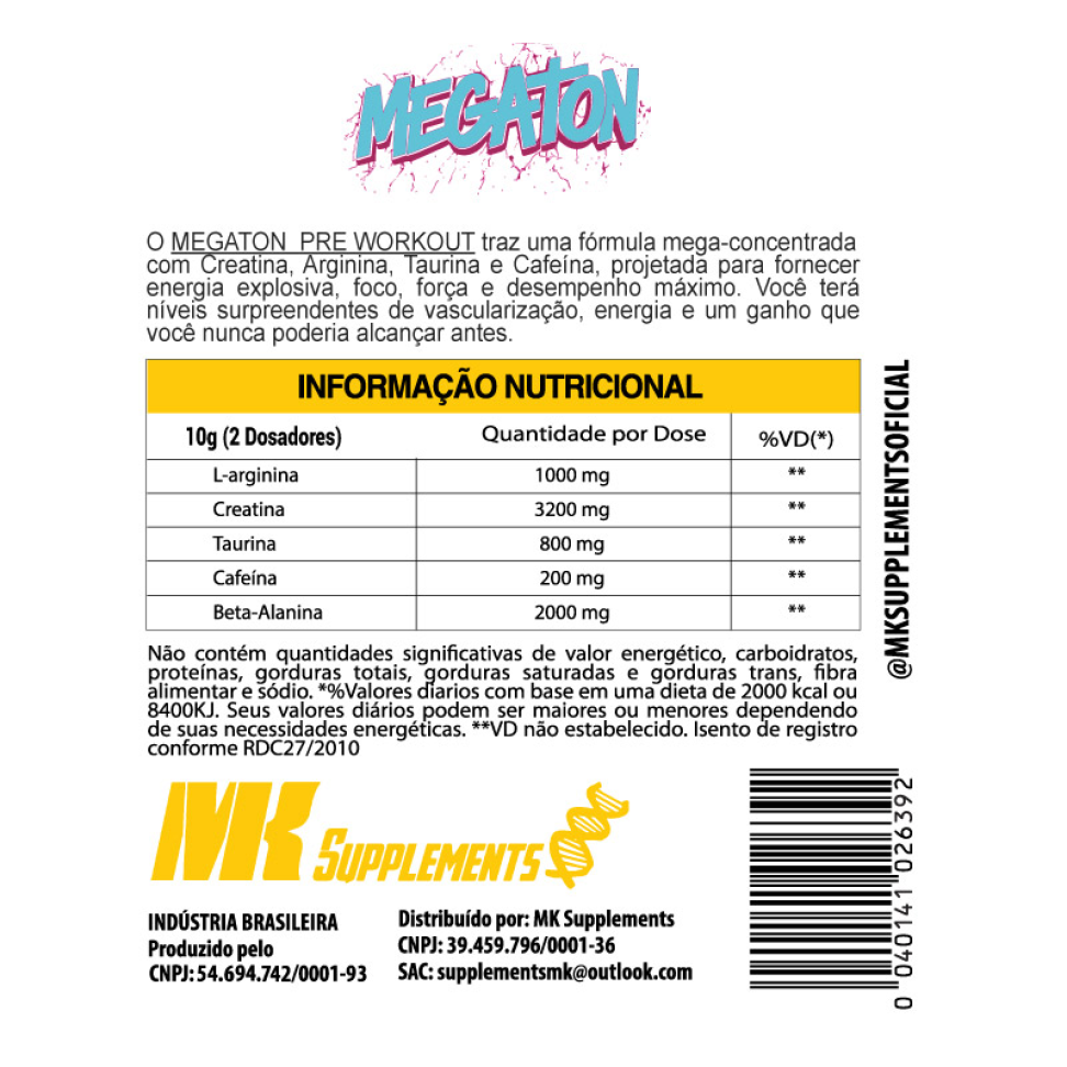Pré treino Megaton 300g - MK Supplements - #3