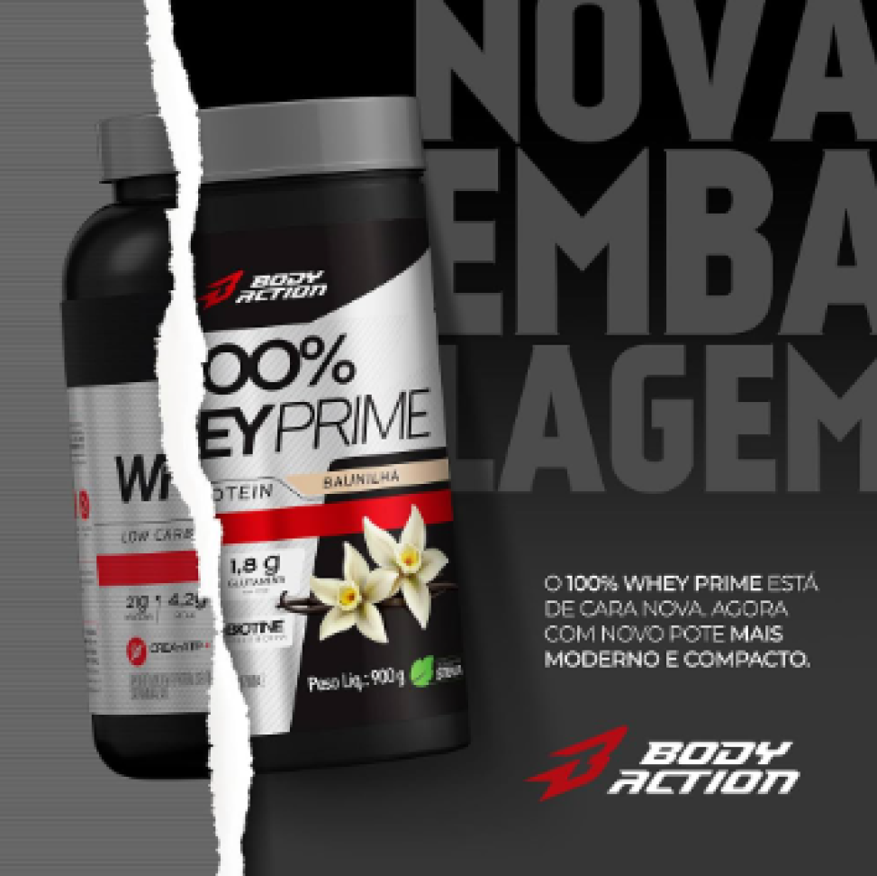 Whey 100% concentrado Bodyaction 900g - Refil