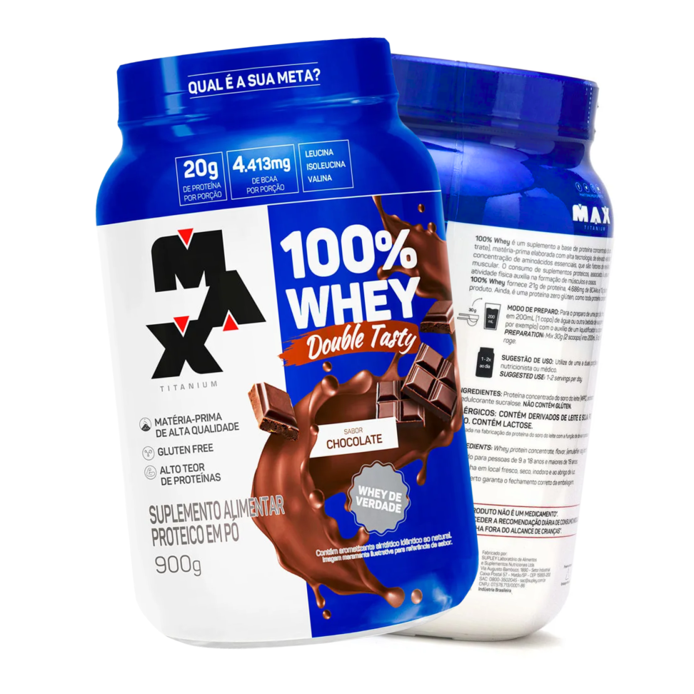 Whey 100% concentrado Max Titanium 900g - Tasty version