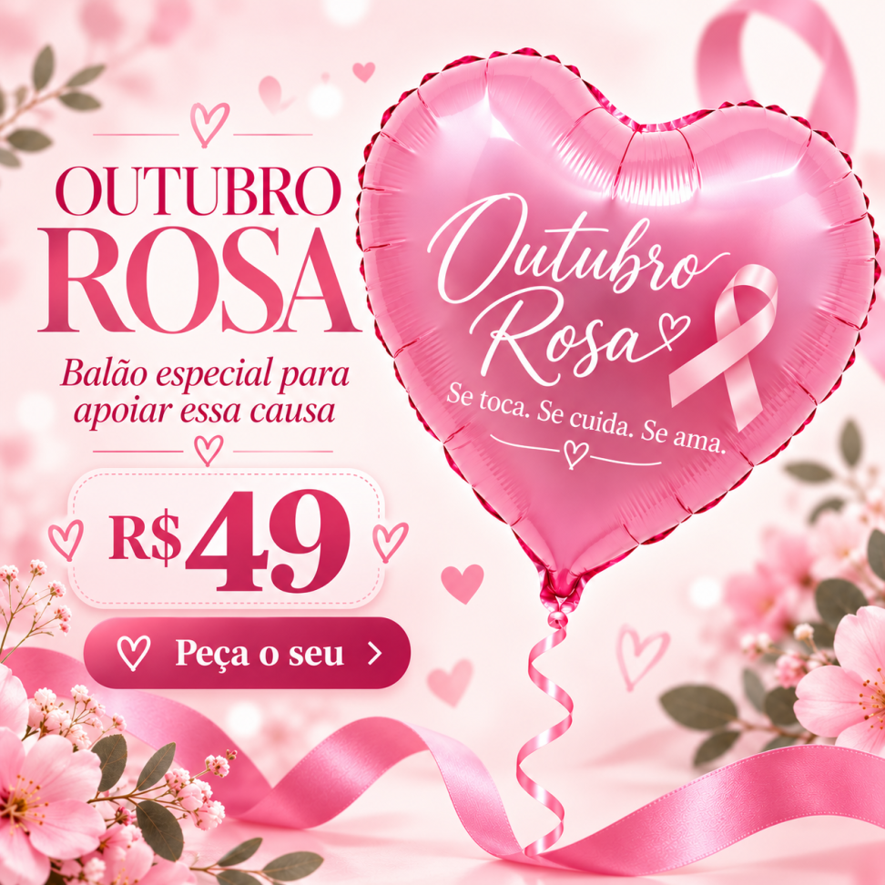 Balão Metalizado - Outubro Rosa