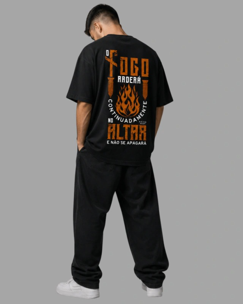 CAMISETA OVERSIZED ''FOGO SOBRE O ALTAR''