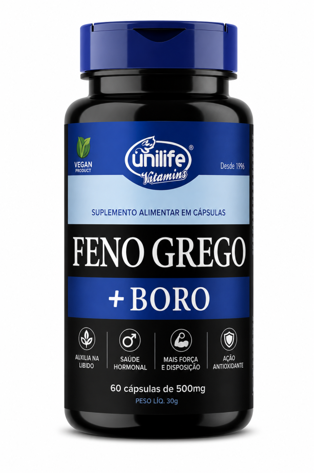 Feno Grego + Boro em cápsulas 500 mg | Unilife