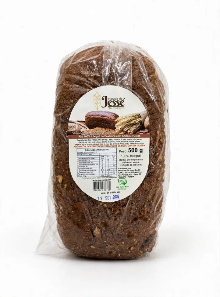 Pão 100% integral de Castanha com Amêndoas e Grãos