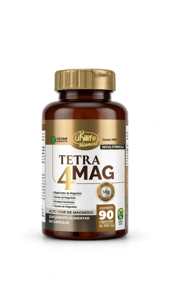 Tetramag 4 - Bisglicinato/Taurato/Sais De Magnesio - 90 Caps.