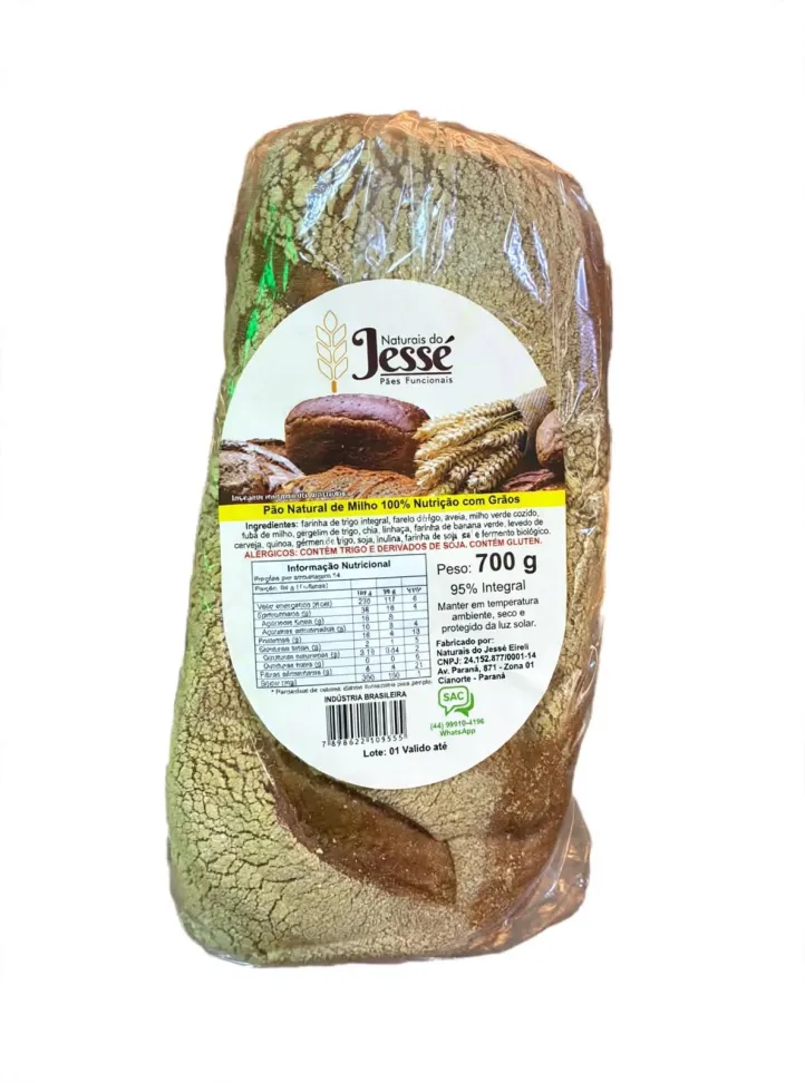 Pão Natural de Milho 100% Nutrição com Grãos