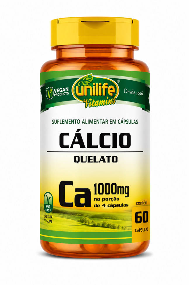 Cálcio Quelato em cápsulas 850 mg | Unilife