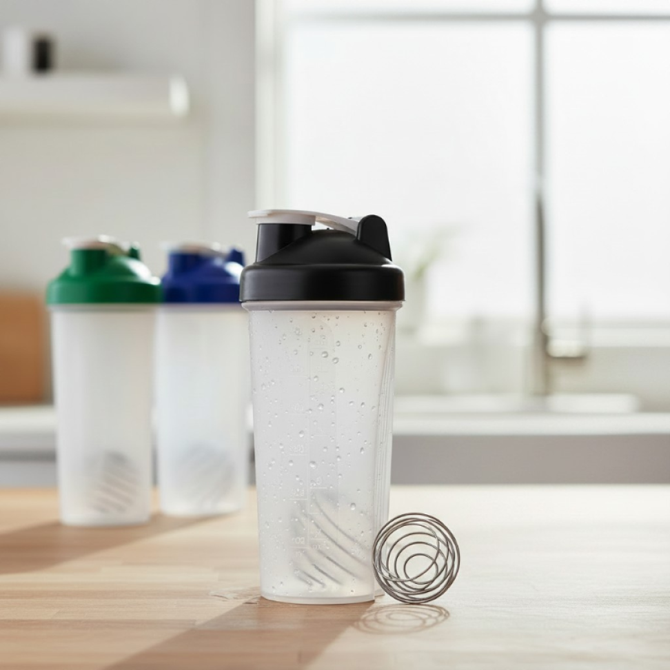 Coqueteleira Plástica 600ml com Misturador de Mola Inox - #3