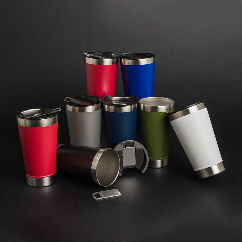 Copo Térmico 500ml Parede Dupla Inox com Tampa e Abridor - #5