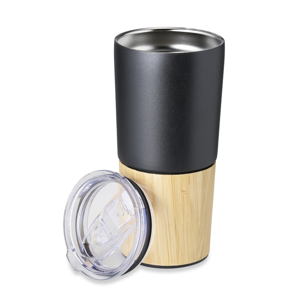 Copo Térmico 600ml Parede Dupla Inox Detalhe Bambu Tampa com Bocal e Trava de Segurança - #4