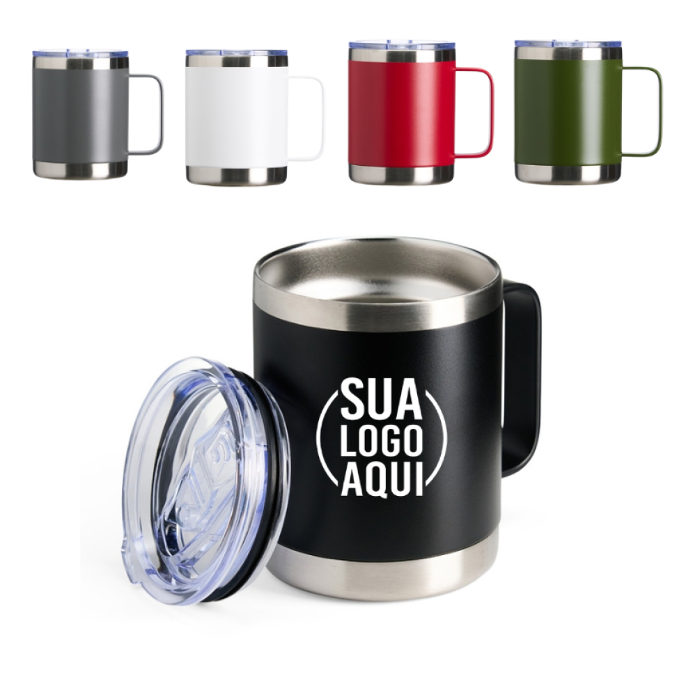 Caneca Térmica 350ml Parede Dupla Inox Tampa Acrílica