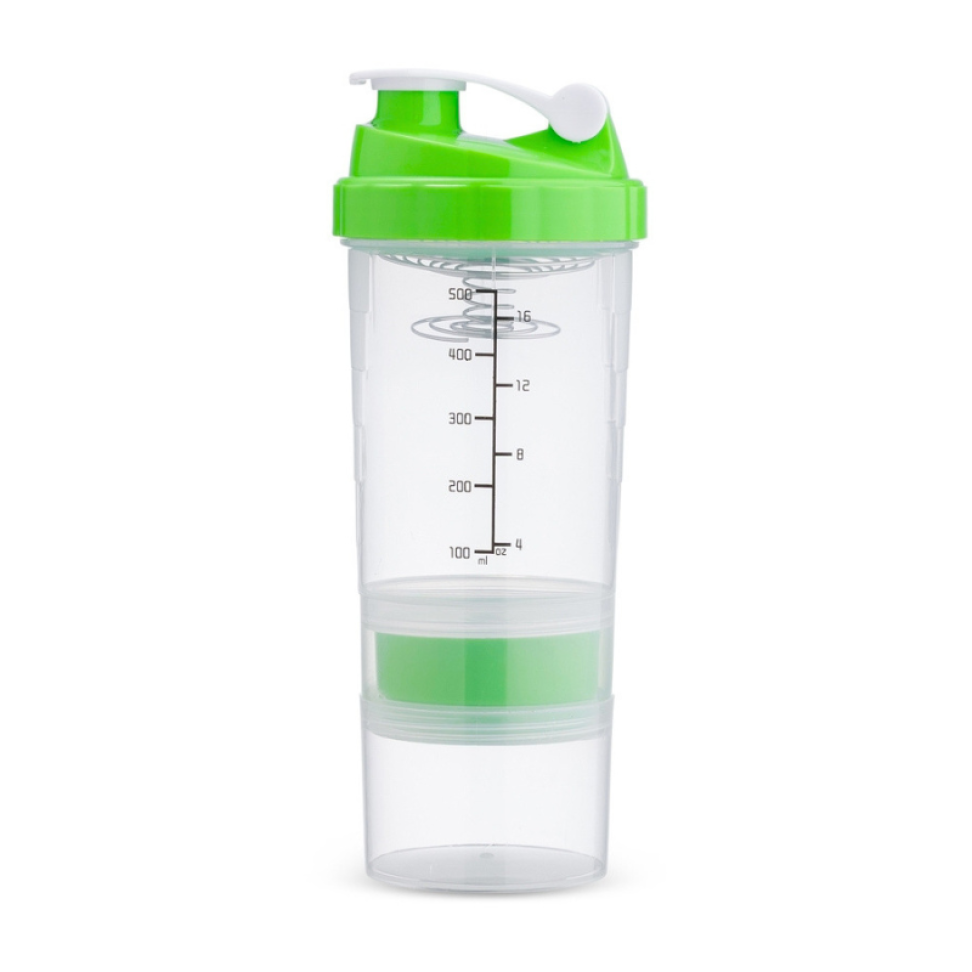 Coqueteleira 600ml Com 2 Compartimentos Misturador de Mola Inox e Porta Comprimidos - #7
