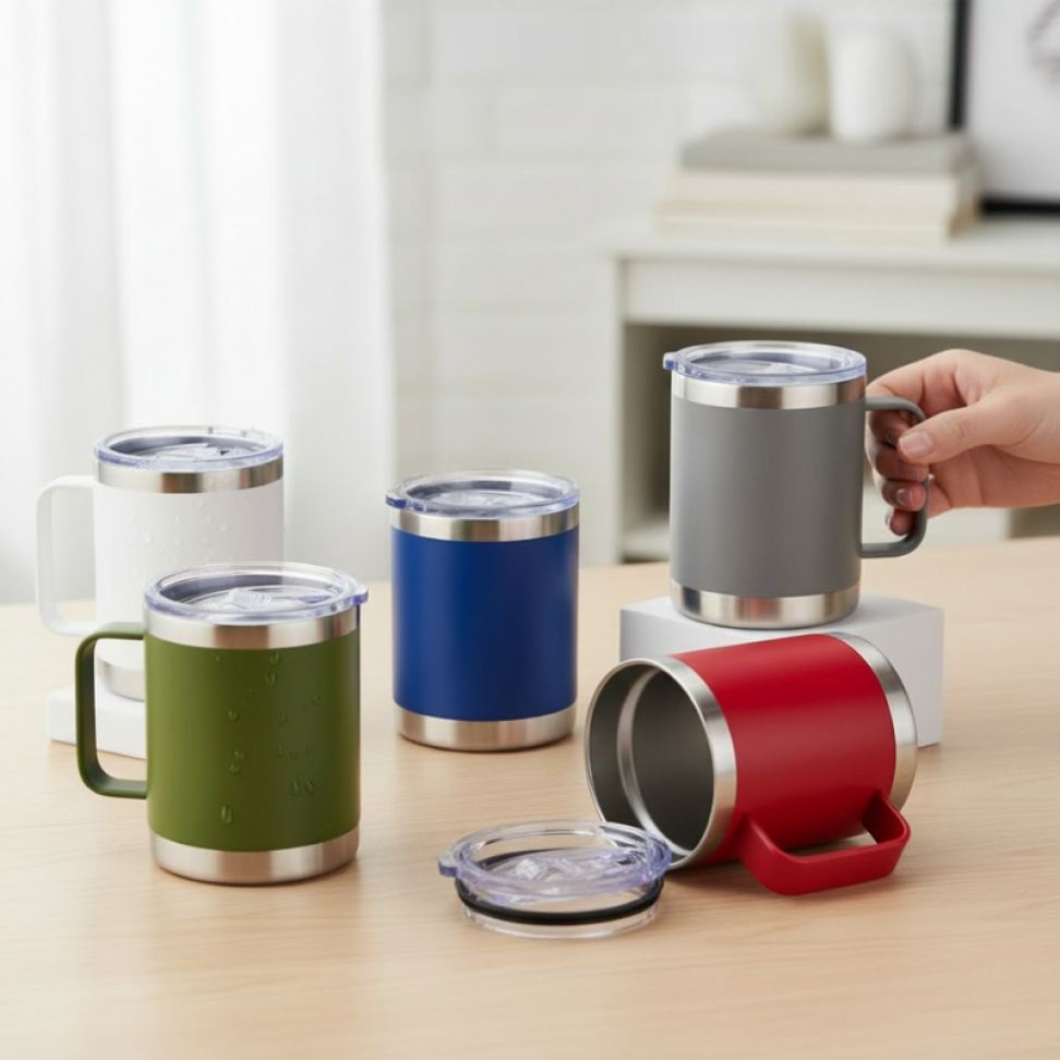 Caneca Térmica 350ml Parede Dupla Inox Tampa Acrílica