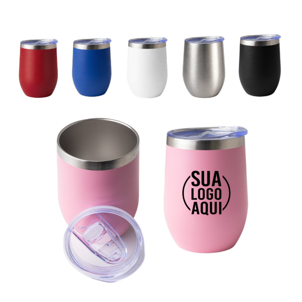 Copo Térmico 320ml Parede Dupla Inox Tampa com Bocal e Trava de Segurança