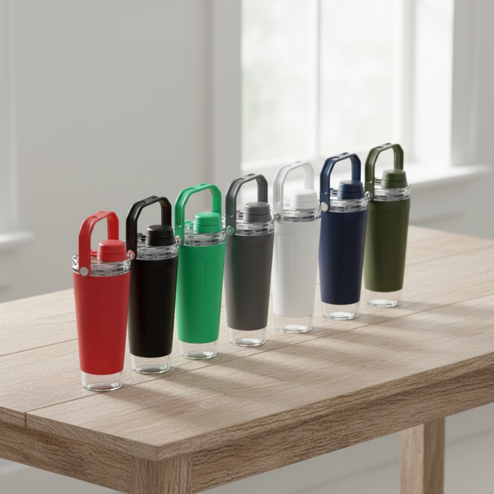 Coqueteleira Térmica 650ml Parede Dupla Inox Tampa com Alça Potinho e Mola