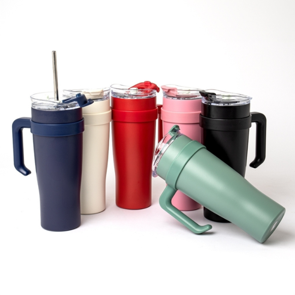 Copo Térmico Quencher 1,2 Litros Parede Dupla Inox 304 Com Protetor de Canudo de Silicone