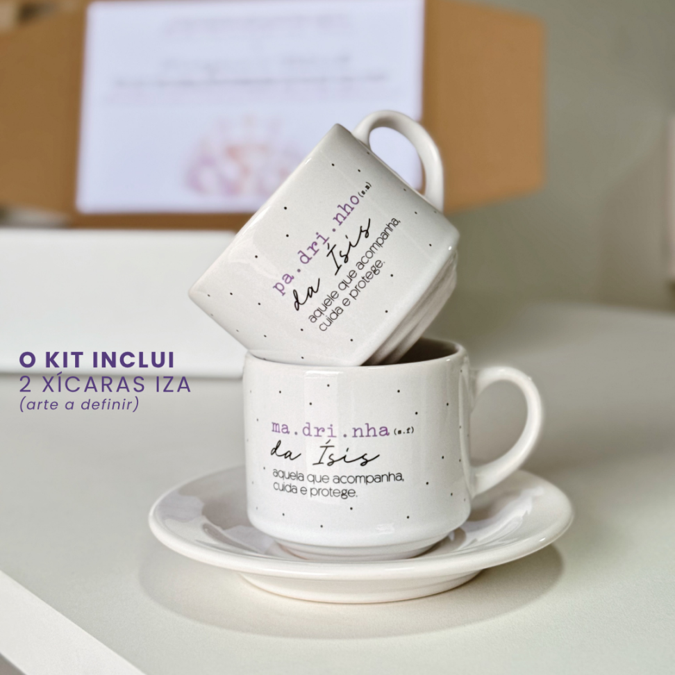 KIT 2 IZA + PIRES PERSONALIZADO | Caixa-convite para dindos