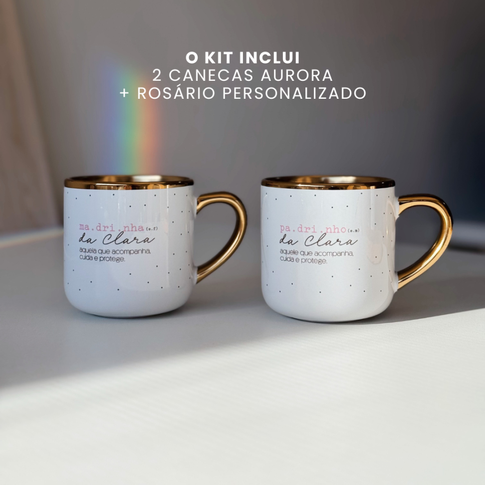 KIT 2 AURORAS COM ORAÇÃO | Caixa-convite dindos