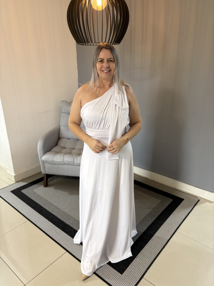 Vestido um ombro Branco