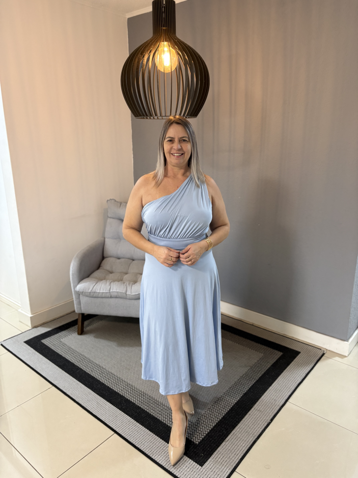 Vestido de um obro midi Azul