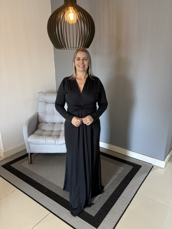 Vestido Manga Longa Preto