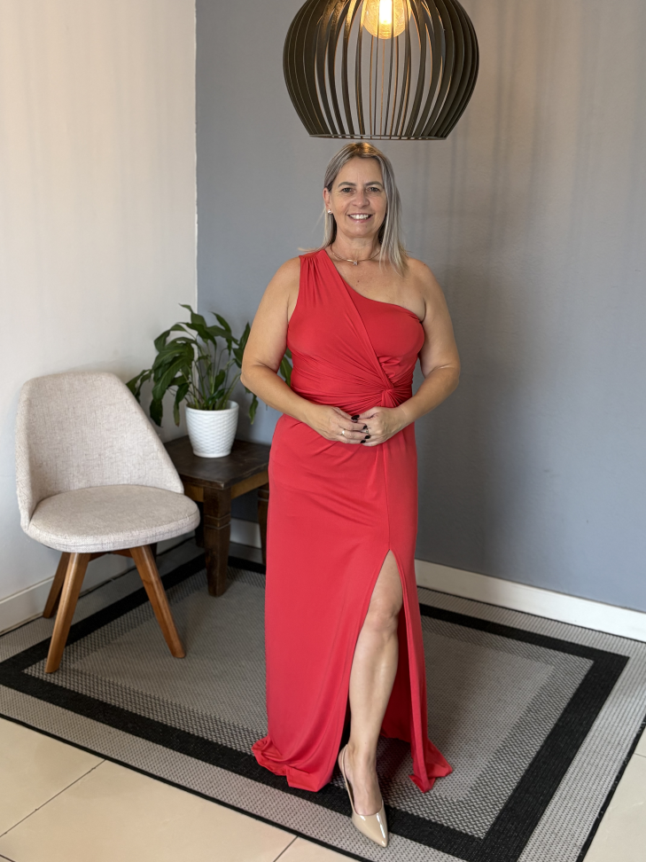 Vestido um ombro Vermelho