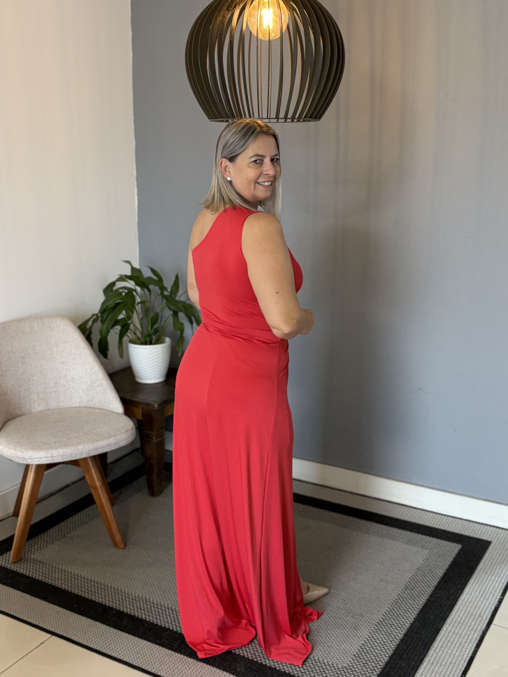Vestido um ombro Vermelho