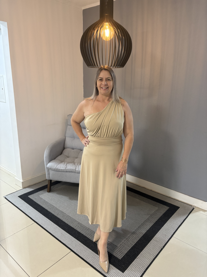 Vestido de um obro midi Nude