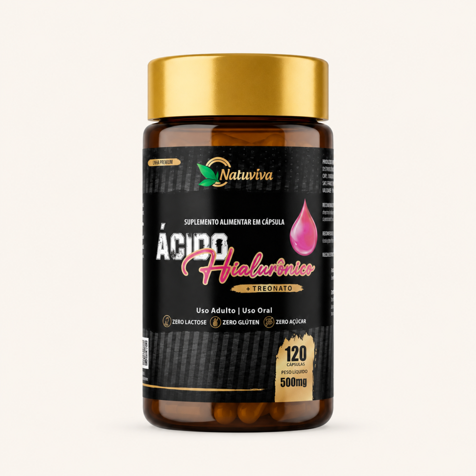 Ácido hialuônico + Treonato 120 cápsulas 500mg natuviva
