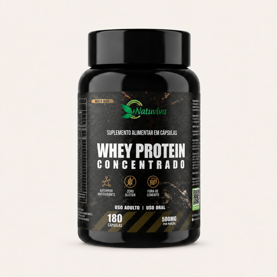 Whey Protein Concentrado 180 Cápsulas 500mg Natuviva