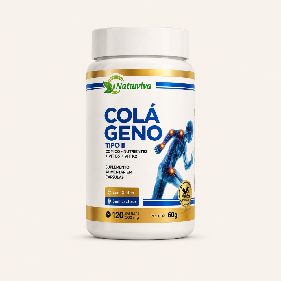 Colágeno tipo II Calcio + Magnésio + Vit D3 + Vit K2 120 Cápsulas 500mg Natuviva