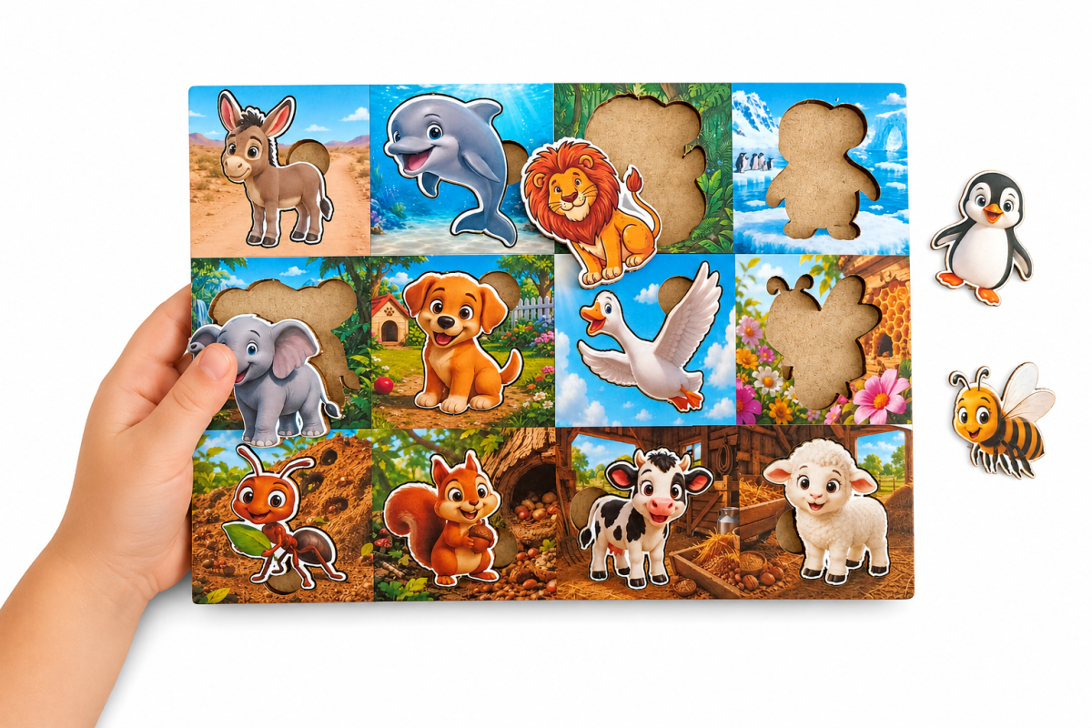 Jogo de encaixe animais do 4 trimestre Iniciantes