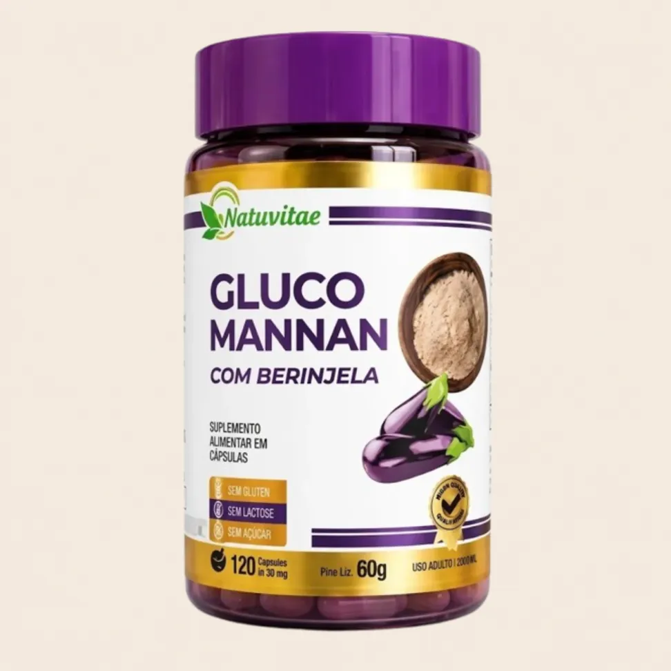 Glucomannan com Berinjela Natuvitae – Suplemento Alimentar 120 Cápsulas
