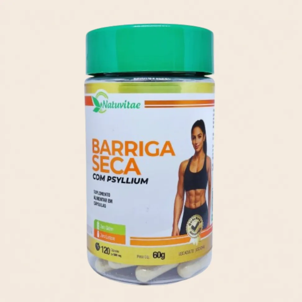 Barriga Seca com Psyllium Natuvitae – 120 Cápsulas de 500mg