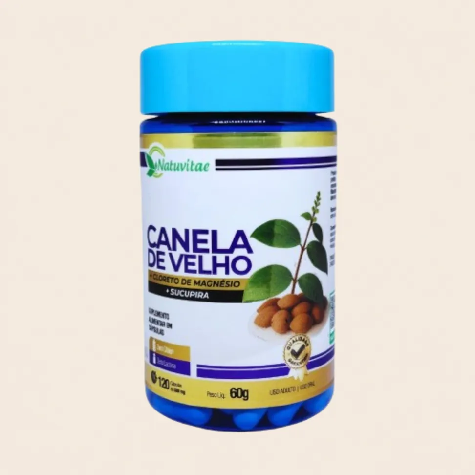 Canela de Velho com Cloreto de Magnésio e Sucupira Natuvitae – 120 Cápsulas de 500mg