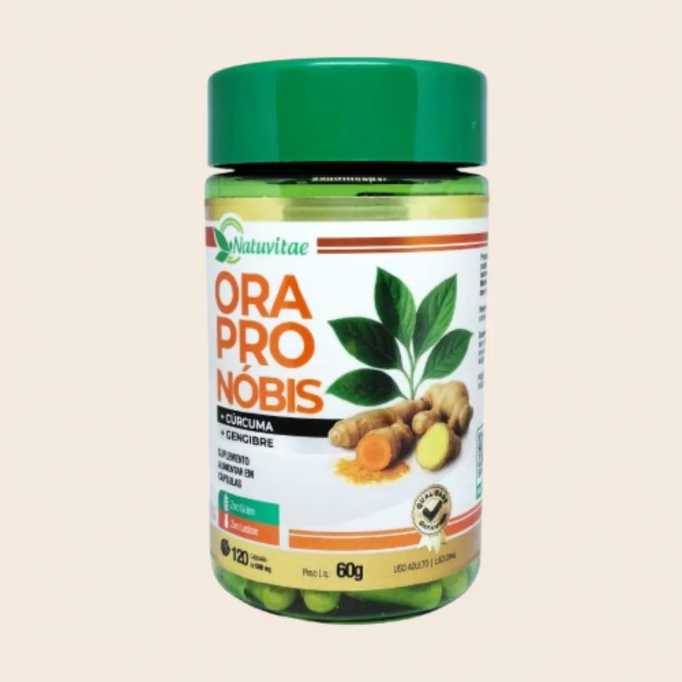 Ora Pro Nóbis com Cúrcuma e Gengibre Natuvitae – 120 Cápsulas de 500mg