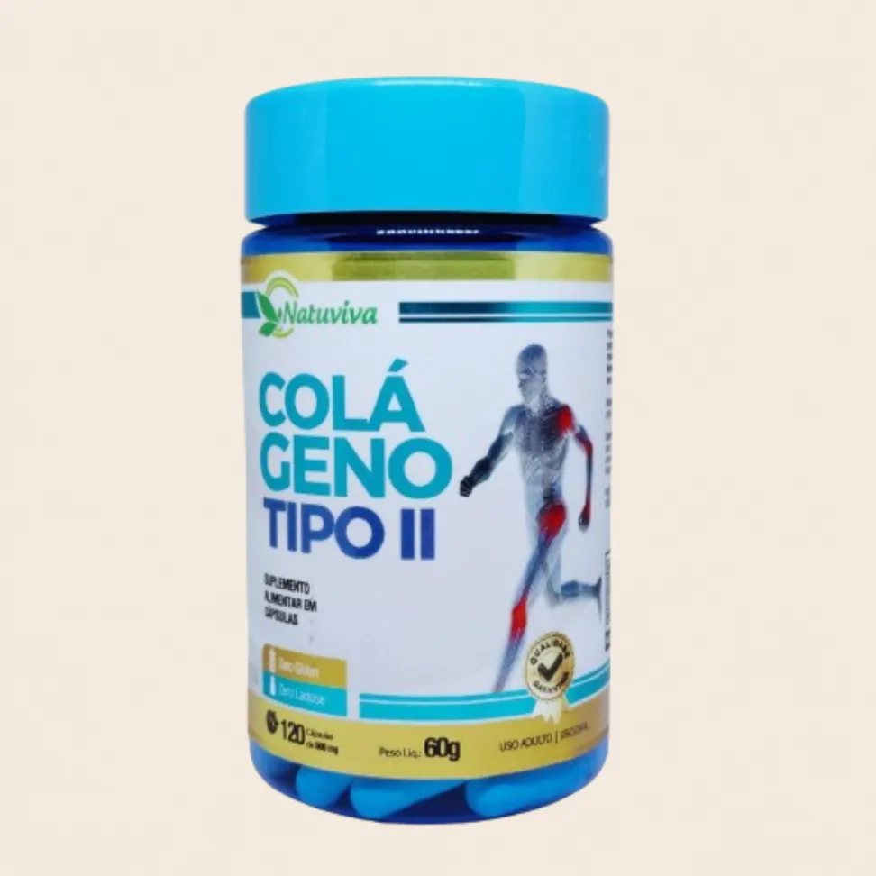 Colágeno Tipo II Natuviva – Suplemento Alimentar 120 Cápsulas de 500mg
