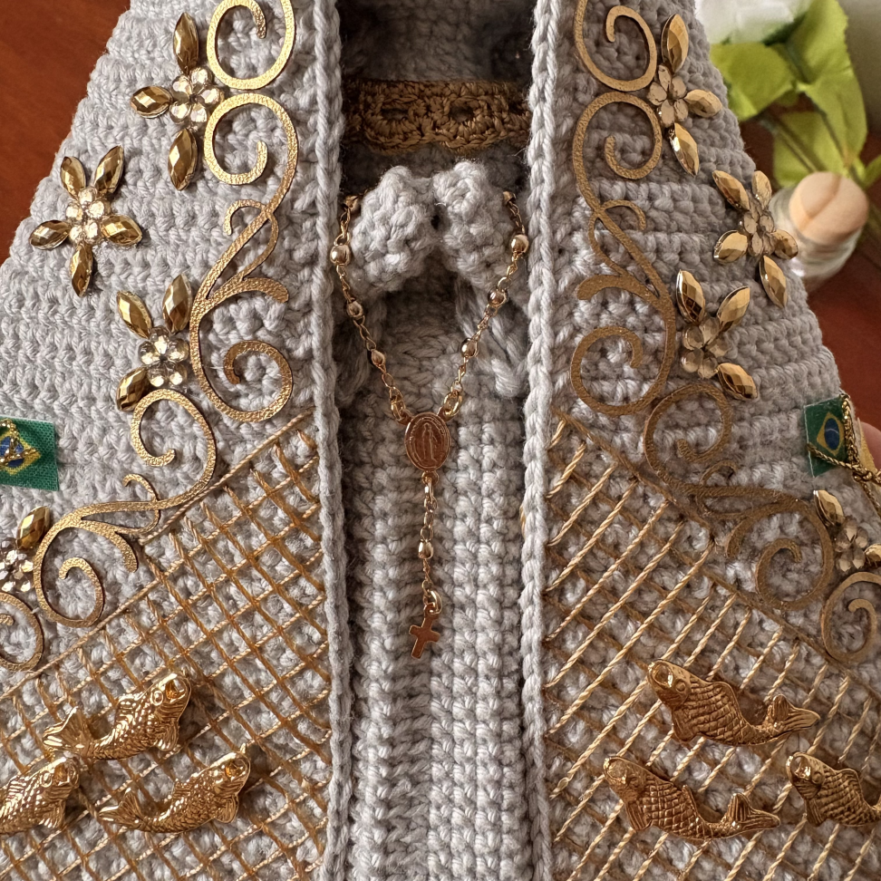 Nossa Senhora Aparecida Manto Tradicional - Versão Exclusiva Mármore e Ouro - #8