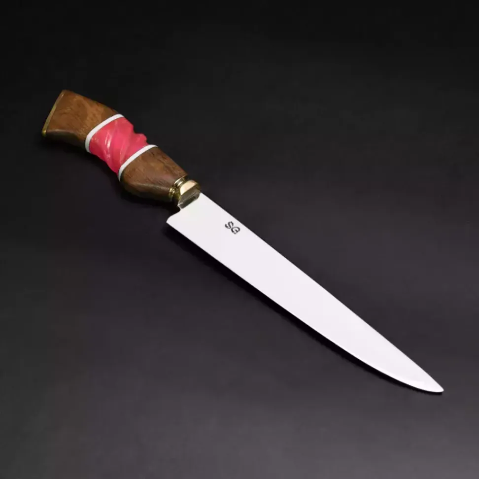 Faca Joana D’Arc 10” – Aço Inox 420C Cabo de Madeira e Resina Rosa