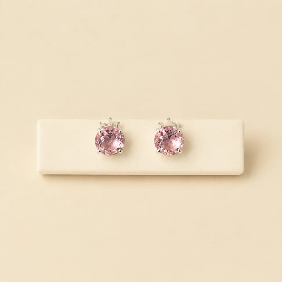 Brinco Zircônia Rosa 8mm